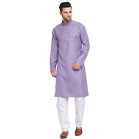 Kraft India Men Cotton Striped Purple Kurta Pyjama Set Size Medium