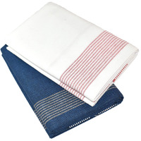 Tuni Mani Men's Cool Cotton Dhoti Plain Solid/Length: 2.0M (Pack Of 2) (#12 Royal Blue & White Rb)