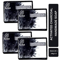Rozhub Naturals Activated Charcoal Handmade Soaps, 100 Gm (Pack Of 4)