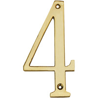 Pure Source India Brass House Hotel Door Number 4 Inch - No 4 (Four - 1 Piece)