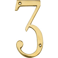 Pure Source India Brass House Hotel Door Number 4 Inch - No 3 (Three - 1 Piece)