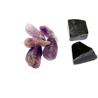Rr Sheikh Gems Natural Amethyst And Black Obsidian Rough Raw Rock Healing Stones Crystal Gemstones