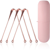 Style Keepers 3Pcs Ayurvedic Copper Tongue Cleaner For Kids & Adults Easy To Use With Travel Capsule Plastic Tooth Brush Paste Holder Flexible Design For Health, Oral Care Tool -3 Pack