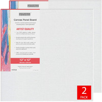 Pragati Systems Medium Grain 12X12 Inch 7 Oz. Primed Canvas Board For Painting Cp1212, White (Pack Of 2)