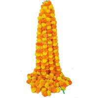 Klassic Artificial Marigold Flowers For Pooja & Festival Decoration/Door Hangings (Orange And Yellow, Set Of 5)