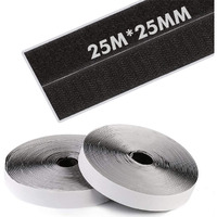 Lifekrafts Self Adhesive Hook Tape & Self Adhesive Loop Tape (25M*25Mm Hook & Loop Tape, Black), Strong Glue, Adhesive Back Mounting Tape For Stationary, Pictures,Tools, Home, Schools And Office Etc
