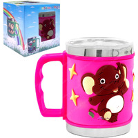 Funblast Milk Drinking Mug For Kids - Stainless Steel Emboss Hot And Cold Coffee/Milk/Tea Mug For Kids Cute Cartoon Print Soft Rubber Design Cup, Insulated Cup For Hot Beverages, 280 Ml