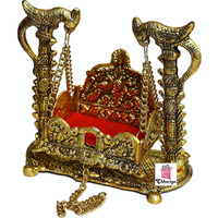 Chhariya Crafts Metal Krishna Jhula Laddu Gopal Jhula For Home And Office (16.5 X 9 X 16.5 Cm), Krishna Jhula, Gold