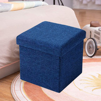 Abtrix With Ab Fabric Folding Organizer Storage Ottoman Bench Footrest Stool Coffee Table Cube,Camping Fishing Toys Chest Stool,Quick&Easy Assembly,22L Capacity,Padded (30X30X30 Cm,Dark Blue)