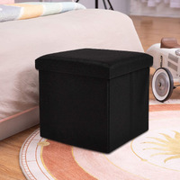 Abtrix With Ab Fabric Folding Organizer Storage Ottoman Bench Footrest Stool Coffee Table Cube,Camping Fishing Toys Chest Stool,Quick&Easy Assembly,22L Capacity,Padded (30X30X30 Cm,Black)