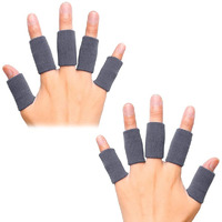 Cute Critters 10Pcs Finger Sleeves Protectors Thumb Brace Support Elastic Compression Protector For Relieving Pain, Arthritis,Trigger Finger, Sports (Grey), Free Size
