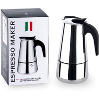 R Runilex Stainless Steel Espresso Maker Stovetop Coffee Percolator Italian Coffee Maker Moka Pot (Silver) (200 Ml - 4Cup)