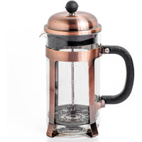 Sipologie Vintage Copper French Press Coffee Maker 1000Ml, Copper, 4-Level Filtration, Heat Resistant Borosilicate Glass, Stainless Steel Housing, Measurement Marking, Coffee Spoon, Extra Filter Mesh