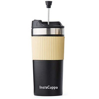 Instacuppa Portable French Press Travel Mug For Coffee With Effortless Press Mechanism, Durable Steel Mesh Filter, Spill-Proof, Anti-Slip Grip, Perfect For Busy Moms On The Go, 400 Ml, Black