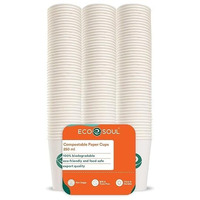 Eco Soul [250 Ml, 25 Count Disposable White Paper Cups| Plastic-Free Aqueous Coated | Eco-Friendly & Biodegradable Cups | Use & Throw Party Glasses | Ideal For Tea, Coffee & Water | 250 Gsm