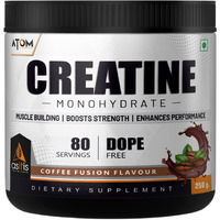 As-T-Is Atom Creatine Monohydrate Powder 250G-80 Servings | Dope Free | Enhances Performance | Promotes Muscle Gains | Coffee Fusion Flavour