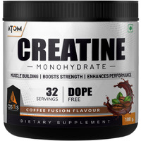 Asitis Nutrition Atom Creatine Monohydrate Powder 100 Grams - 32 Servings | Dope Free | Enhances Performance | Promotes Muscle Gains | Coffee Fusion Flavour