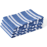 Encasa Xo Kitchen Cloth For Cooking | Cotton Hand Towel For Drying Dishes | 70X45 Cm Tea Towels | Highly Absorbent For Cleaning & Quick Drying Of Plates | Franca Blue Stripes (Set Of 4 Pieces)