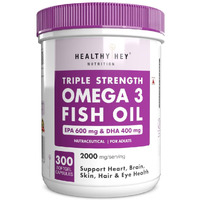 Healthyhey Sports Omega 3 Fish Oil | Omega 3 Fish Oil Capsules For Women And Men - 300 Softgels (Epa 600 - Dha 400)