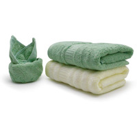 Mush Bamboo Hand Towels Set Of 2 | 100% Bamboo Gym Towel For Men/Women Workout | Ultra Soft, Absorbent & Quick Dry Towel For Gym, Travel, Sports And Yoga | 40 X 60 Cms | 600 Gsm (Cream & Green)