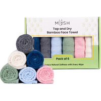 Mush 100% Bamboo Tap & Dry Face Towel | Ultra Soft, Absorbent, Quick Dry Towels For Facewash, Sports, Travel | Suitable For Sensitive & Acne Prone Skin | 13X13 In | Gift Friendly Packaging | Set Of 6