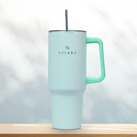 Solara Elixir 40Oz Insulated Tumbler With Straw And Lid, Tumblers For Hot And Cold, 1200Ml Stainless Steel Tumbler With Straw, Travel Mug, Coffee Mug For Office, Home, Icy Mint