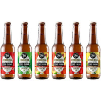 Toyo Kombucha - Sparkling Fermented Probiotic Liquid Tea Trial Pack Zero Sugar|330 Milliliter (Pack Of 6)|Vegan,Gluten-Free|Includes Exotic Peach,Lemongrass,Ginger Lemon,Cranberry,Strawberry