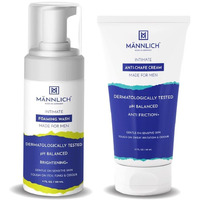 Mannlich Anti Chafing Cream For Men, Anti-Rash Cream For Intimate Areas, Reduces Inner Thigh Rashes From Sports And Fitness Activities (50 Ml) & Intimate Foaming Wash (150 Ml) Ph Balanced, 1% Salicylic & Lactic Acid, Dermatologically Tested