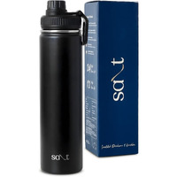 Salt Aquabud Sport 750 Insulated Thermos Flask With Sports Lid | Double Wall Vacuum Thermosteel Bottle | Retains Hot And Cold | Leak Proof | Easy Cleaning | 750 Ml (Black)