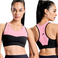 Boldfit Women's Poly Spandex Wire Free Modern Padded Sports Bra (Bftbw2002Sblkpinkm_Black-Pink_M)
