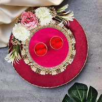 Satyam Kraft 1 Pc Handcrafted Engagement Ring Holder Platter  Round Decorative Thali For Wedding, Valentine, Proposal, Anniversary, Functions, And Gifts (Multicolor)