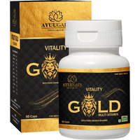 Ayuugain Vitality Gold Capsule For Men With Swarna Bhasma, Shilajeet, Safed Musli, Akarkara, Makardhwaj, Jund Bedastar, Konch Beej| Overall Health Booster Ayurvedic Stamina Supplement For Men -60 Caps