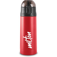Milton New Crown 600 Thermosteel Bottle With One Touch Safety Lock, 500 Ml Water Bottles, 24 Hours Hot And Cold, Easy To Carry, Easy Grip, Rust Proof, Tea, Coffee, Office, Travel Bottle, Red