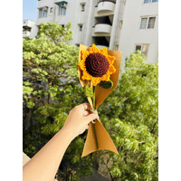 Craftycrook Crochet Sunflower Decor, Knitted Fake Sunflower Crochet Artificial Daisy With Stem Decoration Handmade Sun Flower Bouquet For Table Centerpieces Gift, Multicolor