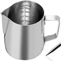 Homepixi Milk Frothing Pitcher (350Ml) With Coffee Art Needle, 304 Stainless Steel Espresso Coffee Pitcher For Latte Art, Jug For Milk Frothing, Barista Tools For Cappuccino & Coffee