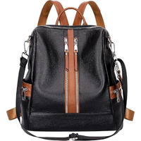 Comfabie Fashion Backpacks For Women, Pu Leather Handbags, Zipper Ladies Purse, Daypacks Bags, Casual Backpacks, Antitheft Soft Rucksack Versatile Shoulder Bags With Laptop Compartment (Black & Brown)
