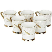 Femora Indian Ceramic Tea Cup Set, 200 Ml, Set Of 6, Multi-Color (Not Microwave Safe)