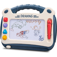 Wishkey Plastic 2 In 1 Magic Slate Magnetic Drawing Erasable Doodle Pad Board For Writing & Sketching, Fun Educational Learning Toys & Games For Boys & Girls(Pack Of 1 Blue), 3 Years And Above