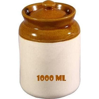 Azrylix Handmade Ceramic Pickle Jar With Lid | Achar Container | 1000Ml Containers For Pickles & Spices | Ceramic Jars For Kitchen Storage |1 Kg Achaar Martban | Salt Container | Easy To Clean