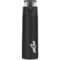 Milton Atlantis 400 Thermosteel Insulated Water Bottle, 350 Ml, Black | Hot And Cold | Leak Proof | Office Bottle | Sports | Home | Kitchen | Hiking | Treking | Travel | Easy To Carry | Rust Proof