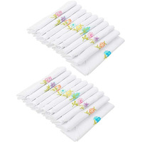 Caruso Italy Women's Embroidered 100% Pure Cotton Handkerchief Multicolor Pack Of 10 (Combo Of 2)