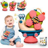 Tec Tavakkal Suction Cup Spinner Toys Sensory Montessori Educational Toys Cute Animal Food Grade Silicone Baby Bath Toys Convertible Push-And-Go Car Learning Activities Gifts For Kids (Pink)