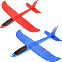 Powertrc 17.5" Toy Throwing Foam Airplane | 2 Pack Of Foam Gliding Airplane | Outdoor Sports Toys And Party Favors - Kids, Multicolor