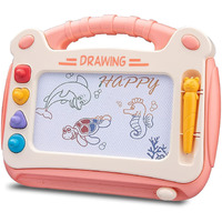 Wishkey Plastic 2 In 1 Magic Slate Magnetic Drawing Erasable Doodle Pad Board 30.2 * 23.5 Cm For Writing & Sketching, Fun Educational Learning Toys & Games For Boys & Girls(Pack Of 1 Pink)