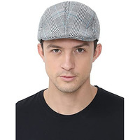 Fabseasons Cotton Checkered Casual Golf Flat Caps & Hats For Mens White, Free Size