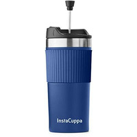 Instacuppa Portable French Press Travel Mug For Coffee With Effortless Press Mechanism, Durable Steel Mesh Filter, Spill-Proof, Anti-Slip Grip, Perfect For Busy Moms On The Go, 400 Ml, Navy Blue