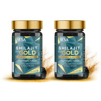 Sesa Shilajit Capsules Gold With 60%+ Fulvic Acid 100% Natural Ayurvedic Shilajit Extract Helps Boost Stamina & Strength, 120 Capsules (60 Capsule Pack Of 2)