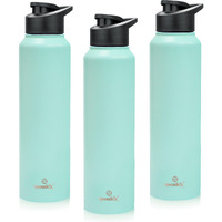 Speedex Stainless Steel Water Bottle 1 Ltr For Kids, Boys, Girls, 1 Litre Bottles For Gym, Sports, Fridge Use, School & Office - 1000Ml, Pastel Green Colour, Set Of 3, Sipper Cap