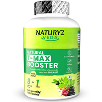 Naturyz Veda Natural T-Max Booster With 8 Ayurvedic Herbs | Highest Strength Shilajit | Safed Musli | Kaunch | Ashwagandha | Gokshura | Ginseng | High Absorption | Original Shilajeet Improves Strength, Stamina, Endurance, Energy & Muscle Mass For Men & Women - 60 Tablets