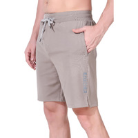Fitinc Stretchable Slim Fit Shorts For Men | Dry-Fit Half Pant For Man | Polyester Shorts For Men With Zip Pockets For Training, Workout, Yoga & Sports Outdoor Activities - X-Large, Silver Mink